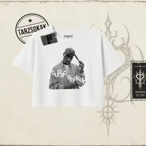 Unisex Tupac Shakur Kadın Crop Tişört Beyaz