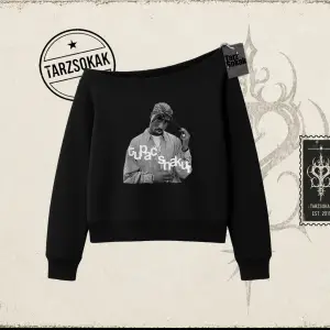 Unisex Tupac Shakur Kadın Kayık Yaka Sweatshirt Beyaz