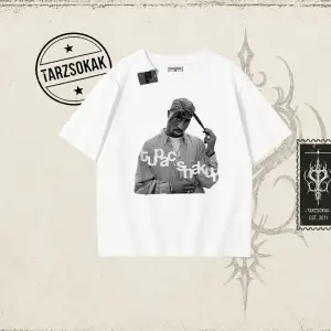 Unisex Tupac Shakur Oversize Unisex Tişört Beyaz