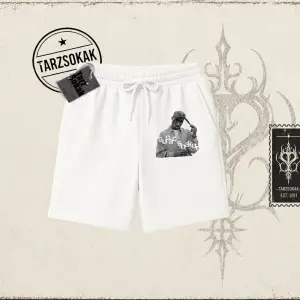Unisex Tupac Shakur Unisex Şort Beyaz
