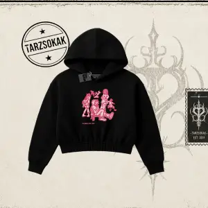 Unisex Tyyz Kadın Crop Kapşonlu Sweatshirt Beyaz