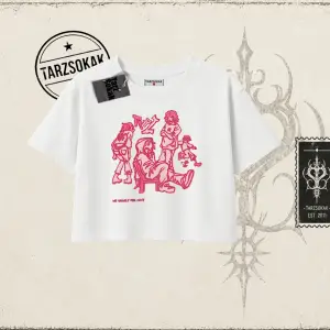 Unisex Tyyz Kadın Crop Tişört Beyaz