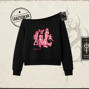 Unisex Tyyz Kadın Kayık Yaka Sweatshirt Beyaz