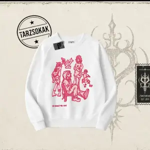 Unisex Tyyz Oversize Unisex Bisiklet Yaka Sweatshirt Beyaz
