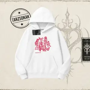 Unisex Tyyz Oversize Unisex Kapşonlu Sweatshirt Beyaz
