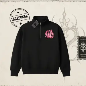 Unisex Tyyz Unisex Polo Yaka Yarım Fermuarlı Sweatshirt Beyaz