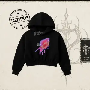 Unisex Ungrateful Kadın Crop Kapşonlu Sweatshirt Beyaz