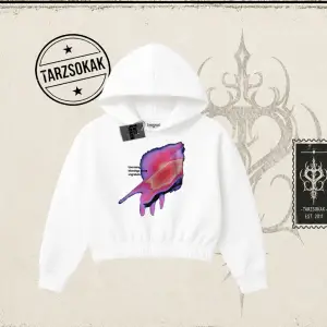 Unisex Ungrateful Kadın Crop Kapşonlu Sweatshirt Beyaz
