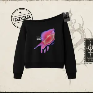 Unisex Ungrateful Kadın Kayık Yaka Sweatshirt Beyaz