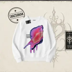 Unisex Ungrateful Oversize Unisex Bisiklet Yaka Sweatshirt Beyaz