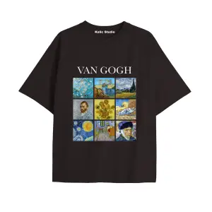 Unisex Van Gogh Baskılı Oversize Tshirt