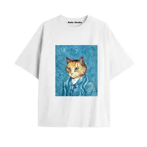 Unisex Van Gogh Baskılı Oversize Tshirt