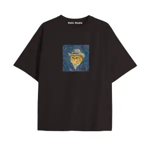 Unisex Van Gogh Baskılı Oversize Tshirt