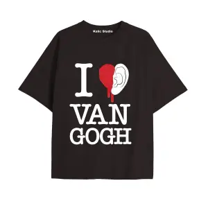 Unisex Van Gogh Baskılı Oversize Tshirt