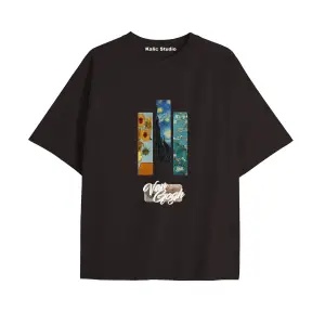 Unisex Van Gogh Baskılı Oversize Tshirt