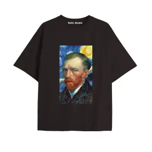Unisex Van Gogh Baskılı Oversize Tshirt