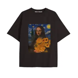 Unisex Van Gogh Baskılı Oversize Tshirt