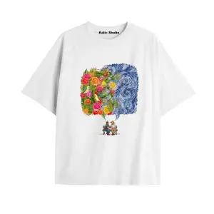 Unisex Van Gogh Baskılı Oversize Tshirt