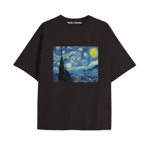 Unisex Van Gogh Baskılı Oversize Tshirt