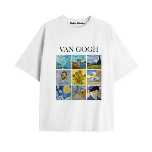 Unisex Van Gogh Baskılı Oversize Tshirt