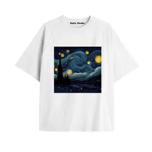 Unisex Van Gogh Baskılı Oversize Tshirt