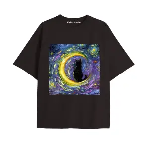Unisex Van Gogh Baskılı Oversize Tshirt