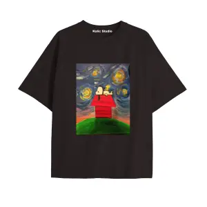 Unisex Van Gogh Baskılı Oversize Tshirt