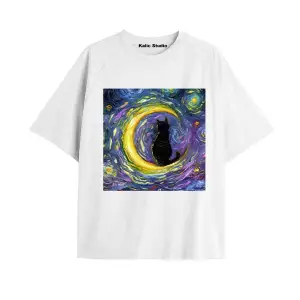 Unisex Van Gogh Baskılı Oversize Tshirt