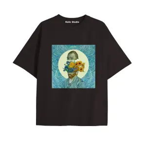 Unisex Van Gogh Baskılı Oversize Tshirt