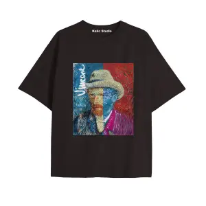 Unisex Van Gogh Baskılı Oversize Tshirt