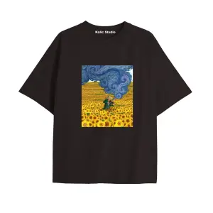 Unisex Van Gogh Baskılı Oversize Tshirt