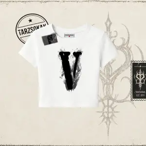 Unisex Vlone Kadın Baby Tee Beyaz