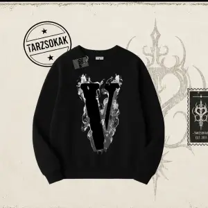 Unisex Vlone Oversize Unisex Bisiklet Yaka Sweatshirt Beyaz
