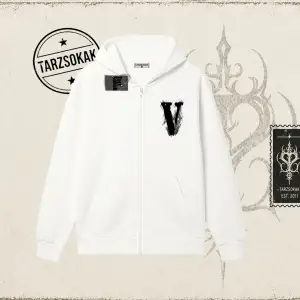 Unisex Vlone Oversize Unisex Hırka & Çeket Fermuarlı Sweatshirt Beyaz