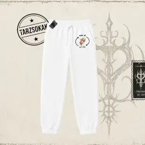 Unisex Wake up Act Silly Unisex Jogger Eşofman Altı Beyaz