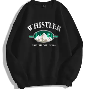 Unisex Whistler Bisiklet Yaka Sweatshirt Siyah