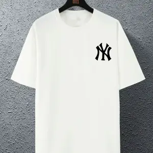 Unisex Yankees Özel Baskılı Oversize Penye Bisiklet Yaka T-Shirt