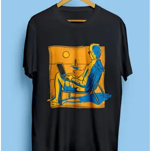 Unisex Yaz Tatil Gözlüklü Plaj Gün Batımı Tasarım Baskılı Tişört