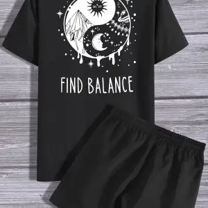 Unisex Ying Yang Şort T-shirt Eşofman Takımı TSH-YİNGYANG-SHRT-DÜZ