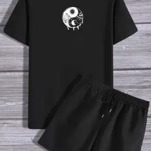 Unisex Ying Yang Şort T-shirt Eşofman Takımı TSH-YİNGYANG-SHRT-DÜZ