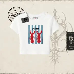Unisex You are My Lobster Kadın Baby Tee Beyaz