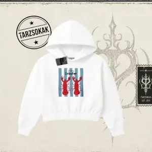Unisex You are My Lobster Kadın Crop Kapşonlu Sweatshirt Beyaz