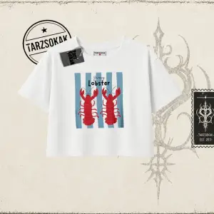 Unisex You are My Lobster Kadın Crop Tişört Beyaz