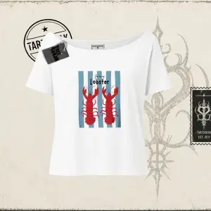 Unisex You are My Lobster Kadın Kayık Yaka Tişört Beyaz
