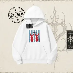 Unisex You are My Lobster Oversize Unisex Kapşonlu Sweatshirt Beyaz