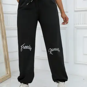 Unity Reflective Letter Graphic Drawstring Waist 4 Mevsim Eşofman