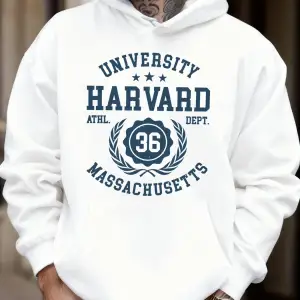 Üniversite Harvard Massachusetts Baskı Sonbahar Yumuşak Kapüşonlu Üst Erkek Polar Gevşek Kaza