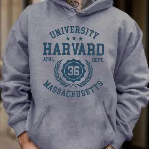 Üniversite Harvard Massachusetts Baskı Sonbahar Yumuşak Kapüşonlu Üst Erkek Polar Gevşek Kaza