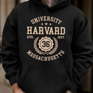 Üniversite Harvard Massachusetts Baskı Sonbahar Yumuşak Kapüşonlu Üst Erkek Polar Gevşek Kaza