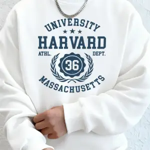 Üniversite Harvard Massachusetts Baskılı Erkek Sonbahar Polar Tişörtü Temel Rahat Kapüşonlu U